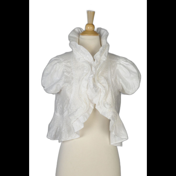 Mine White Structured Open Front Short Sleeve Jacket Size M - Picture 1 of 4